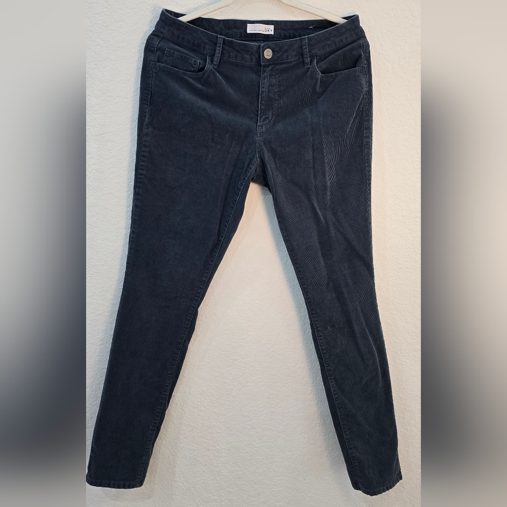 LOFT Charcoal Green Corduroy Trousers